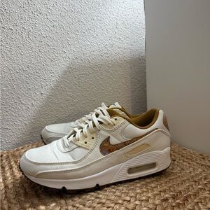 Nike Cream/Tan Air Max 90 with Multicolor Mosaic Swoosh